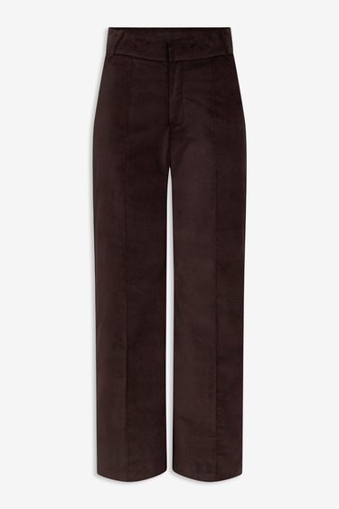 Dark brown velvet straight pants