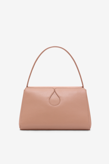 Sac porté épaule en cuir nude avec détail en forme de goutte