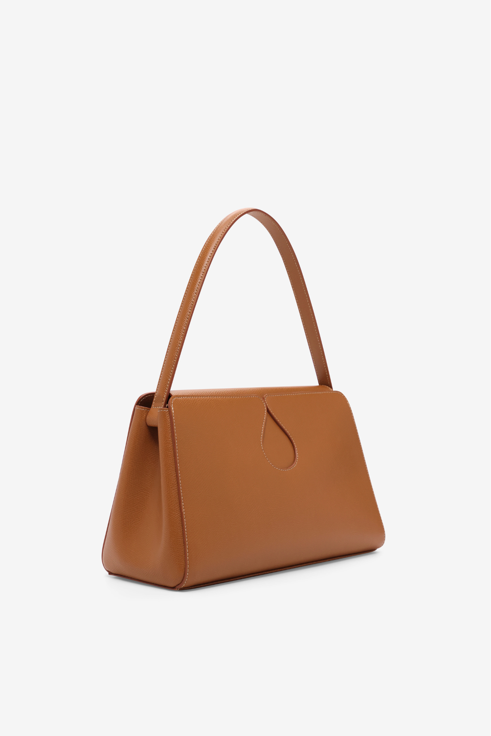 Leather shoulder bag with drop-shaped detail - Camel – DESTREE