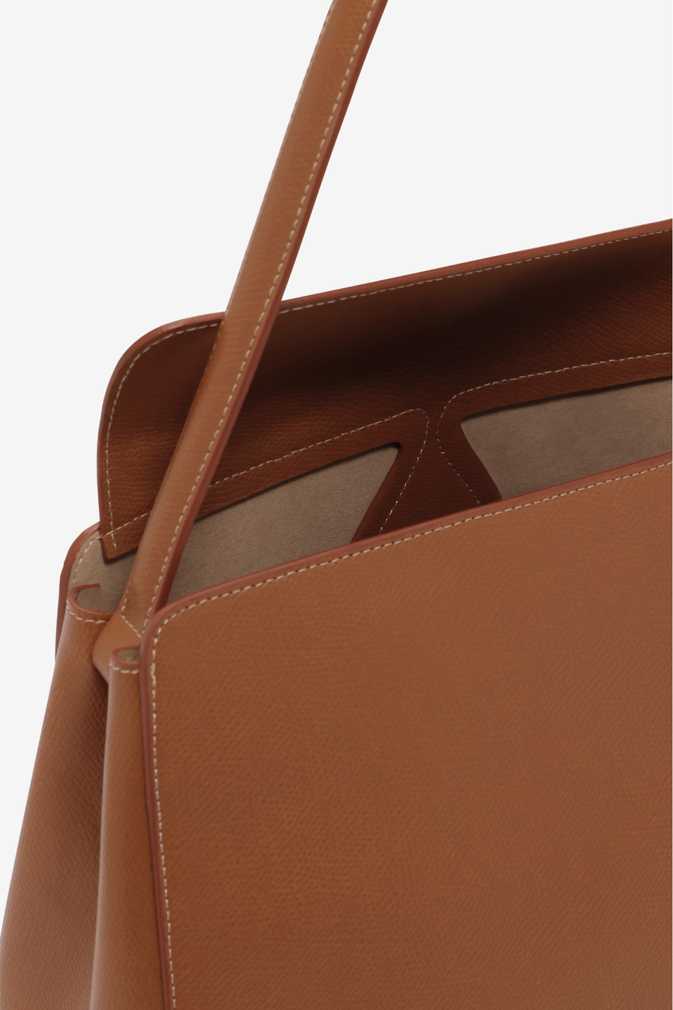 Leather shoulder bag with drop-shaped detail - Camel – DESTREE