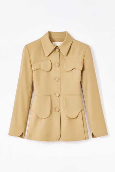 Beige utility button-front jacket