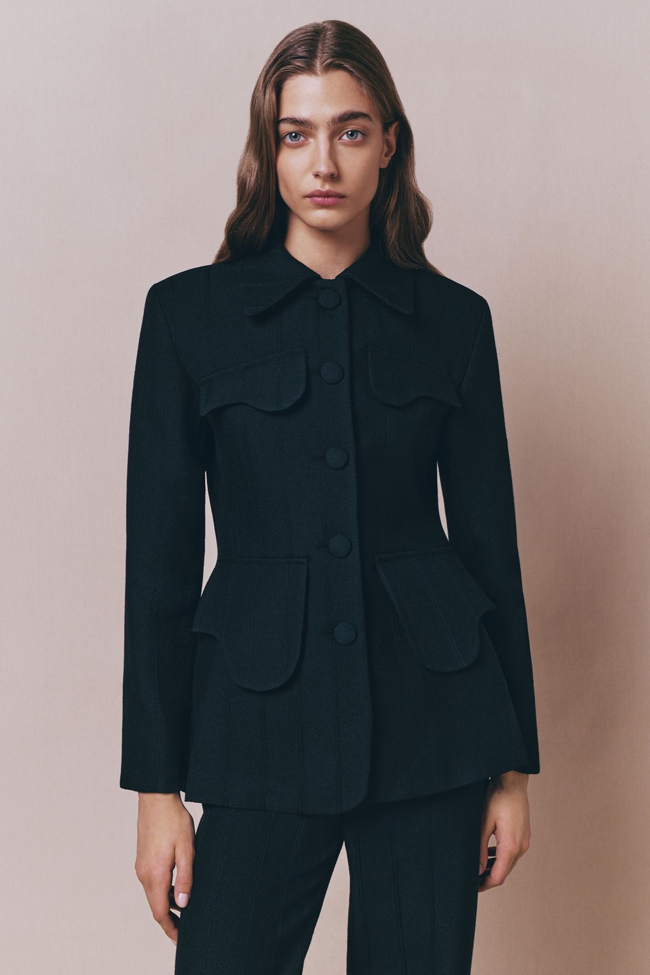 Destree Jacket Black utility button-front jacket – DESTREE