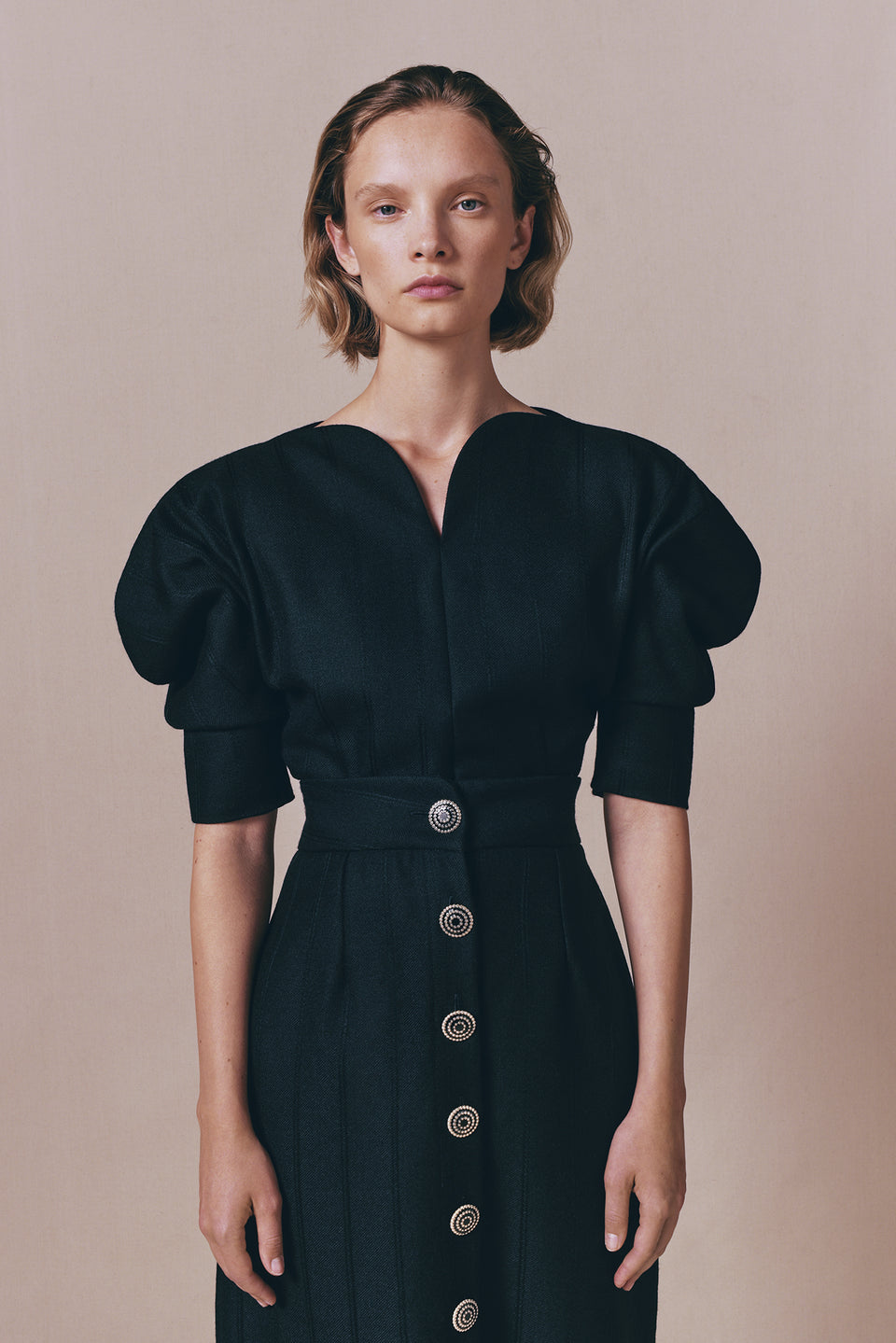 Jupe Midi Jaeger En Laine Noire, Coupe A, Taille 12 - Vintage Des Années 80/90