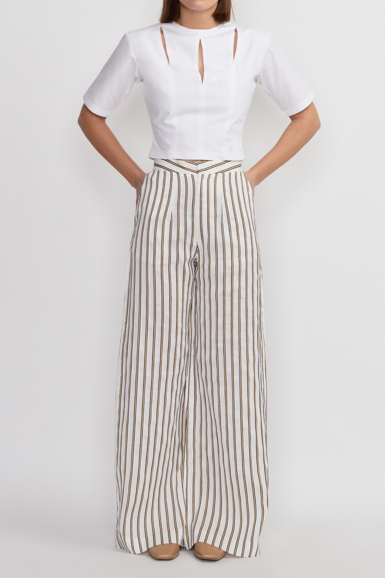 d'estrëe paris LINEN STRIPES Wide-leg pants with a tailored fit