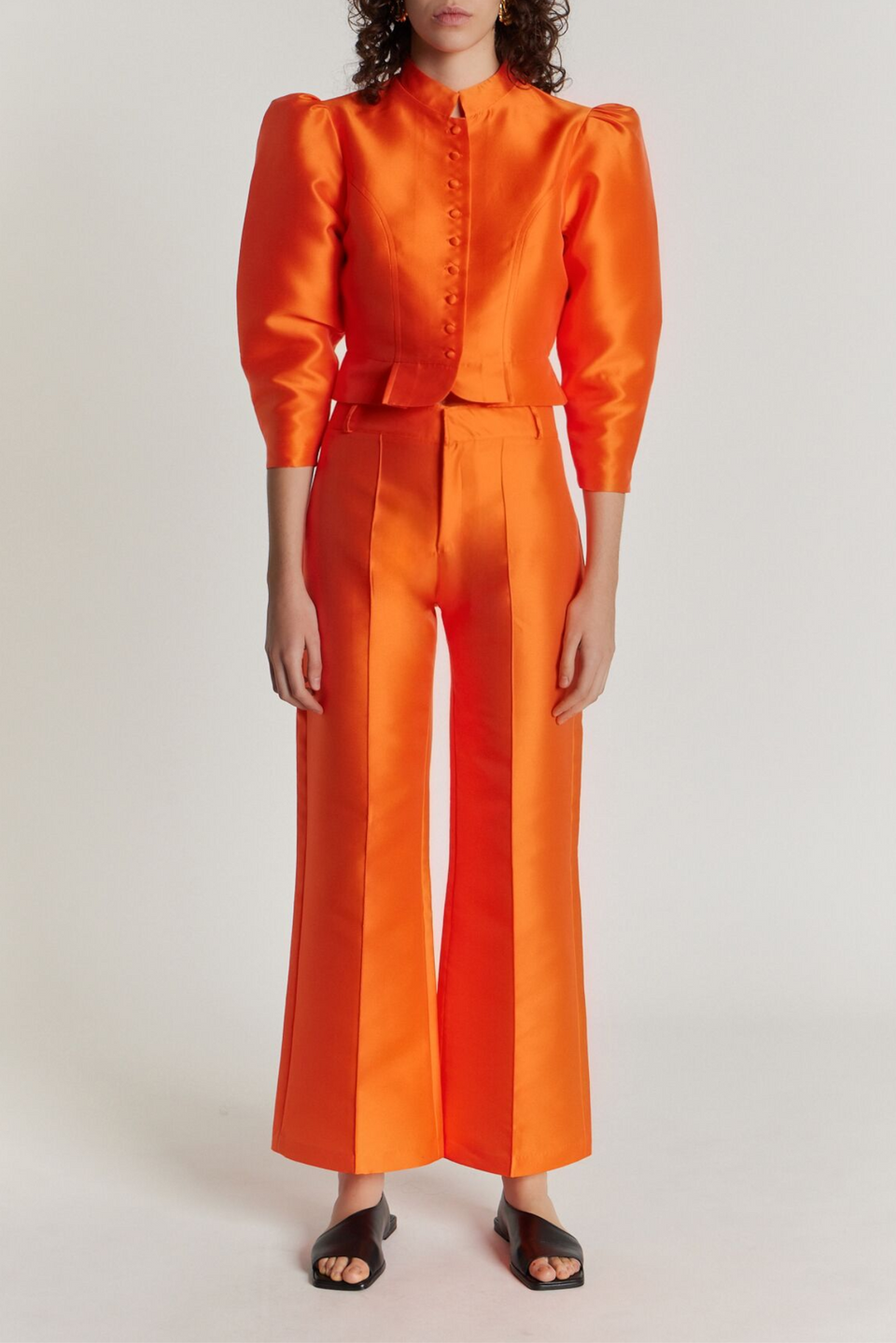 Orange satin flared pants – DESTREE Orange satin flared pants – DESTREE