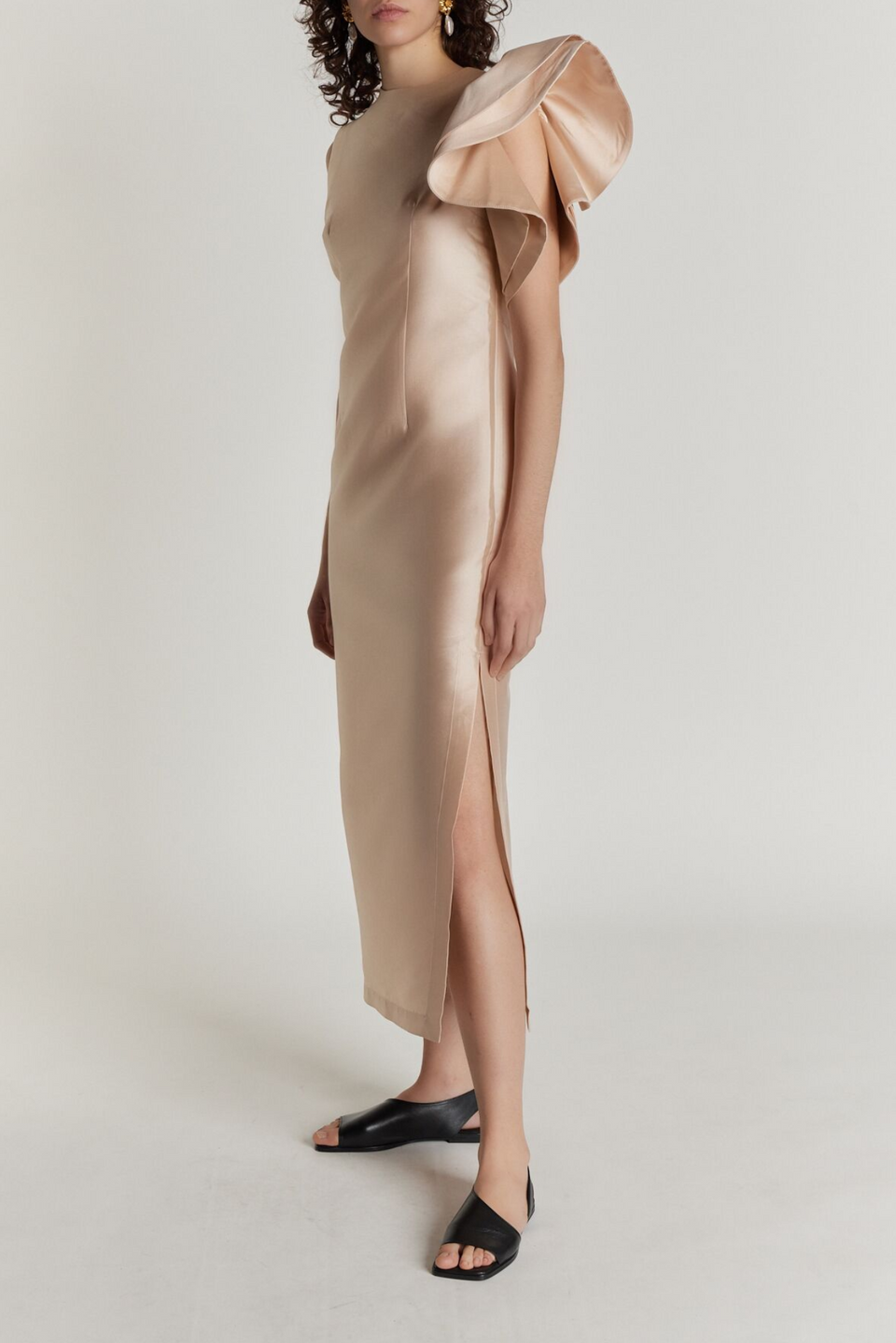 nude satin midi dress Franz SMART NUDE XS
