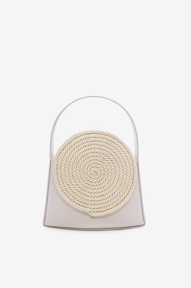 Ivory leather bag with passementerie details