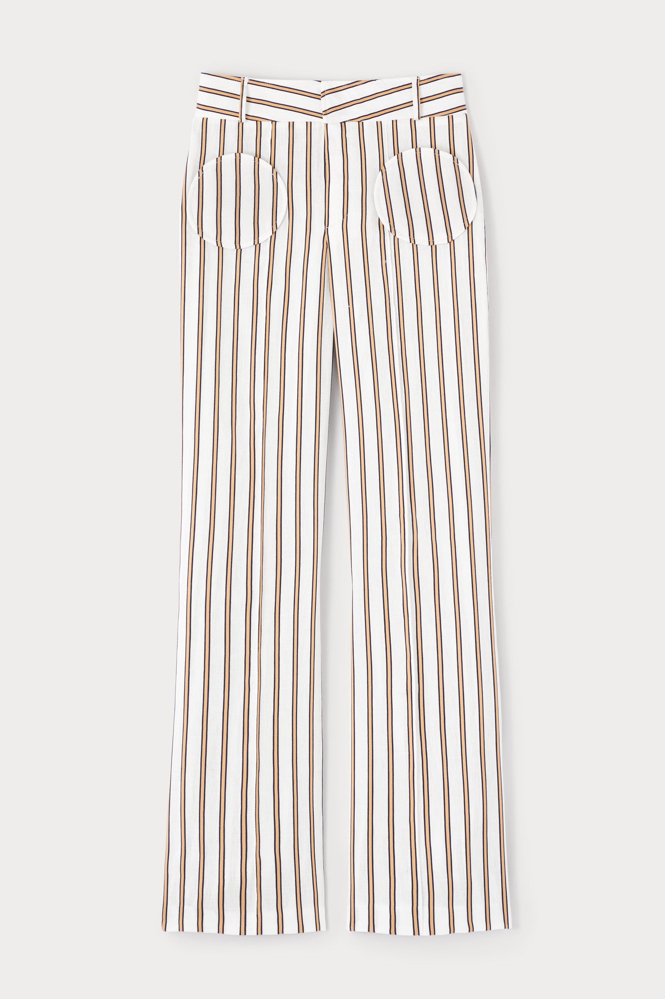 d'estrëe paris White and brown striped straight pants