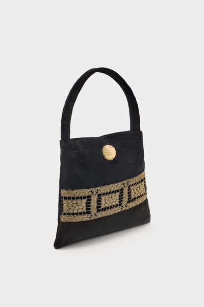 Urban Expressions Blk Velvet Embrodered Convertible Bag Midi East West Bag: Black Crushed Velvet – Quilted Koala main image 2