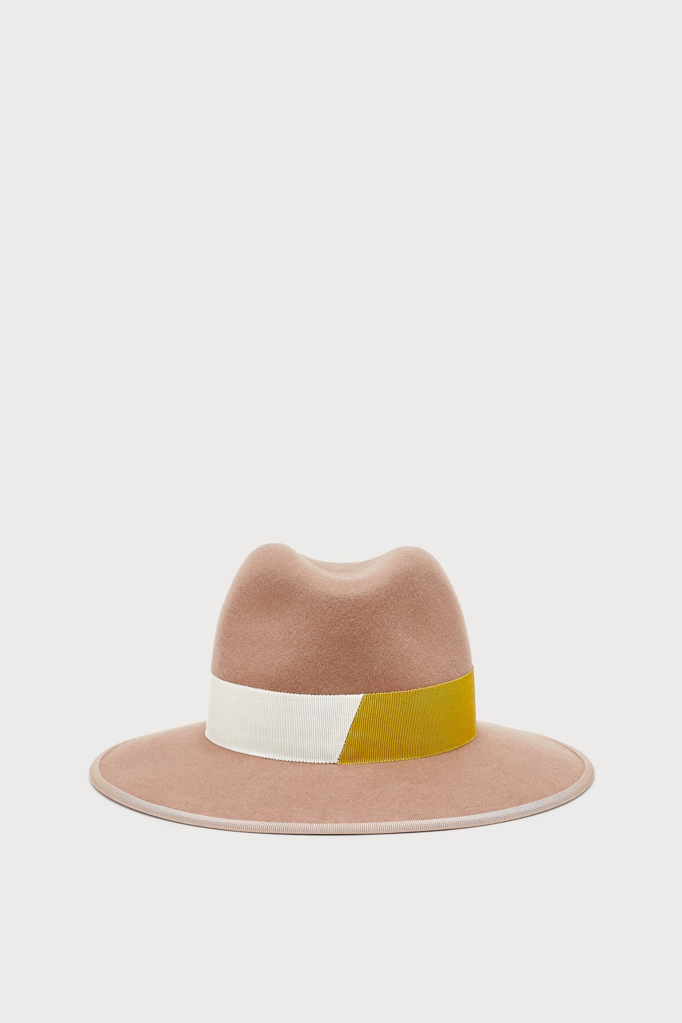 Nude Felt Fedora with Colorblock Band