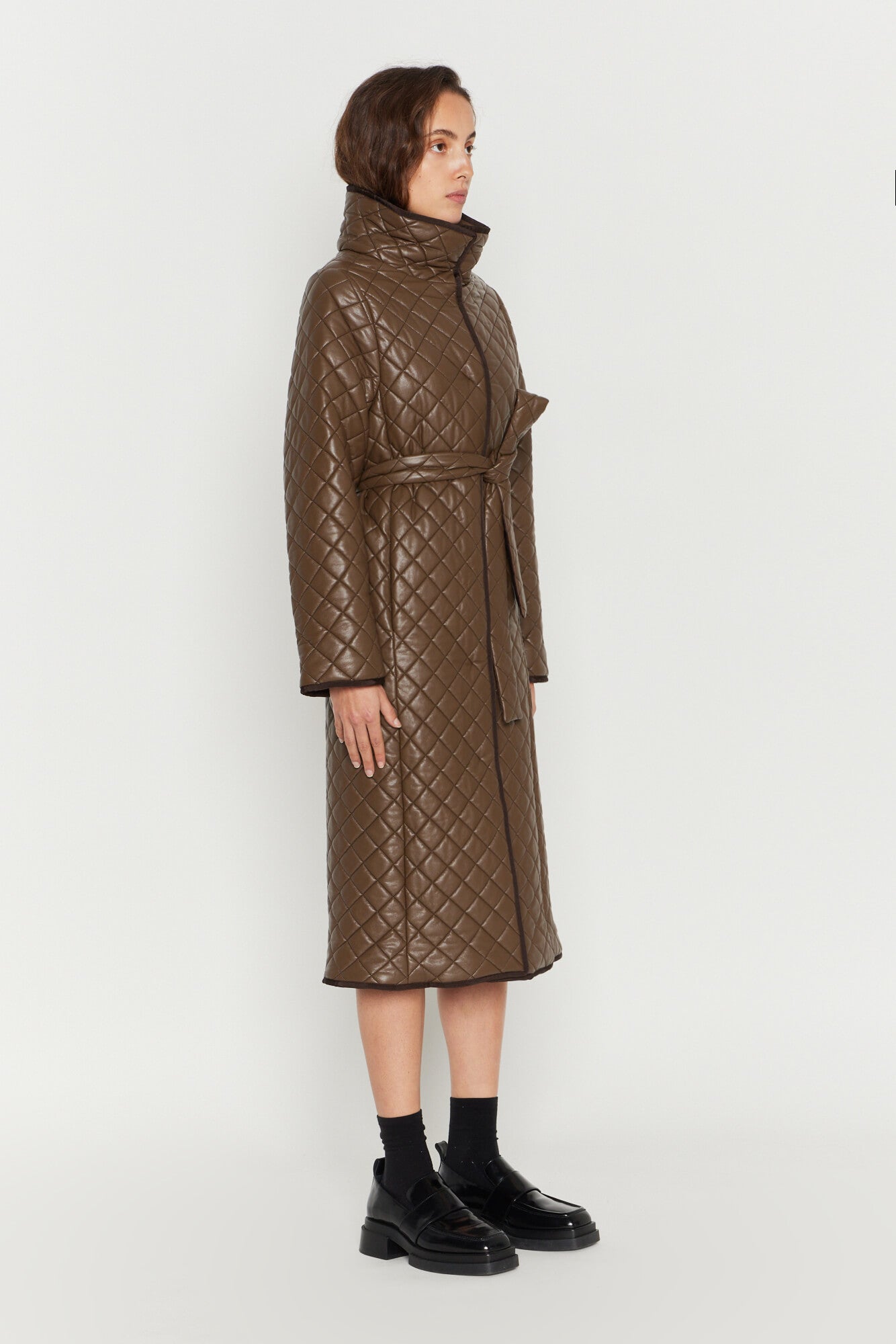 Brown Quilted Puffer Coat