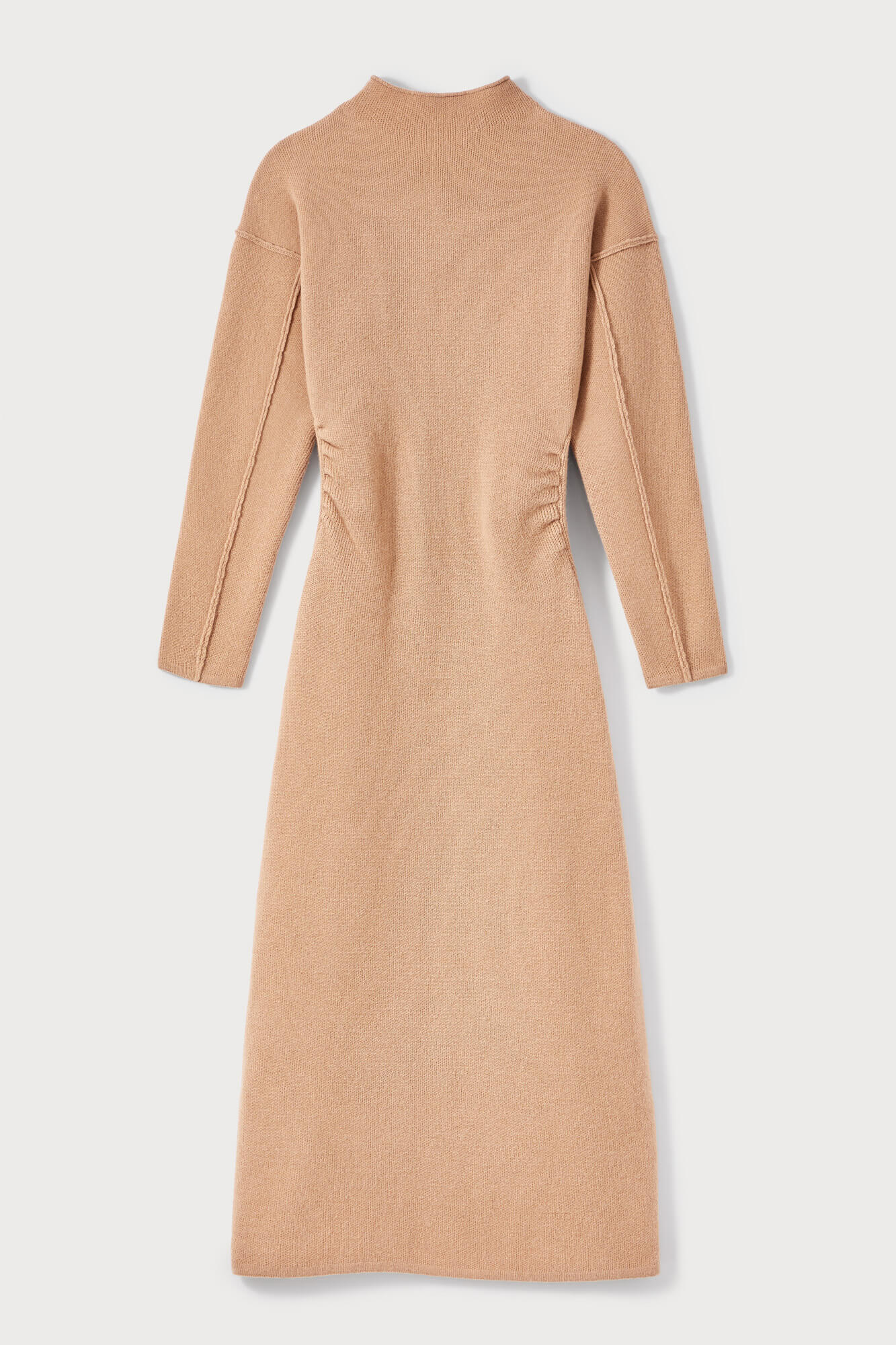 d'estrëe paris BEIGE Wool and Cashmere Midi Dress with High Neck