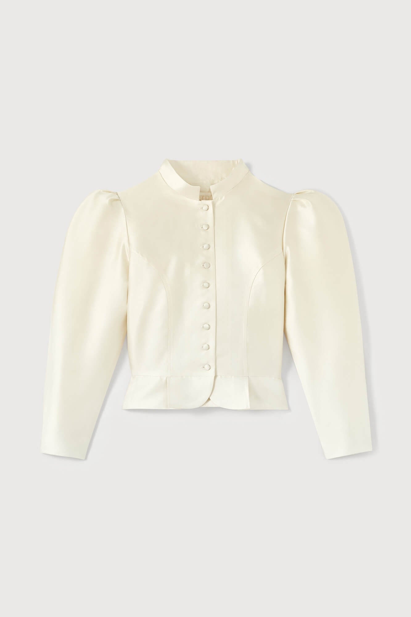 White satin puff sleeve jacket