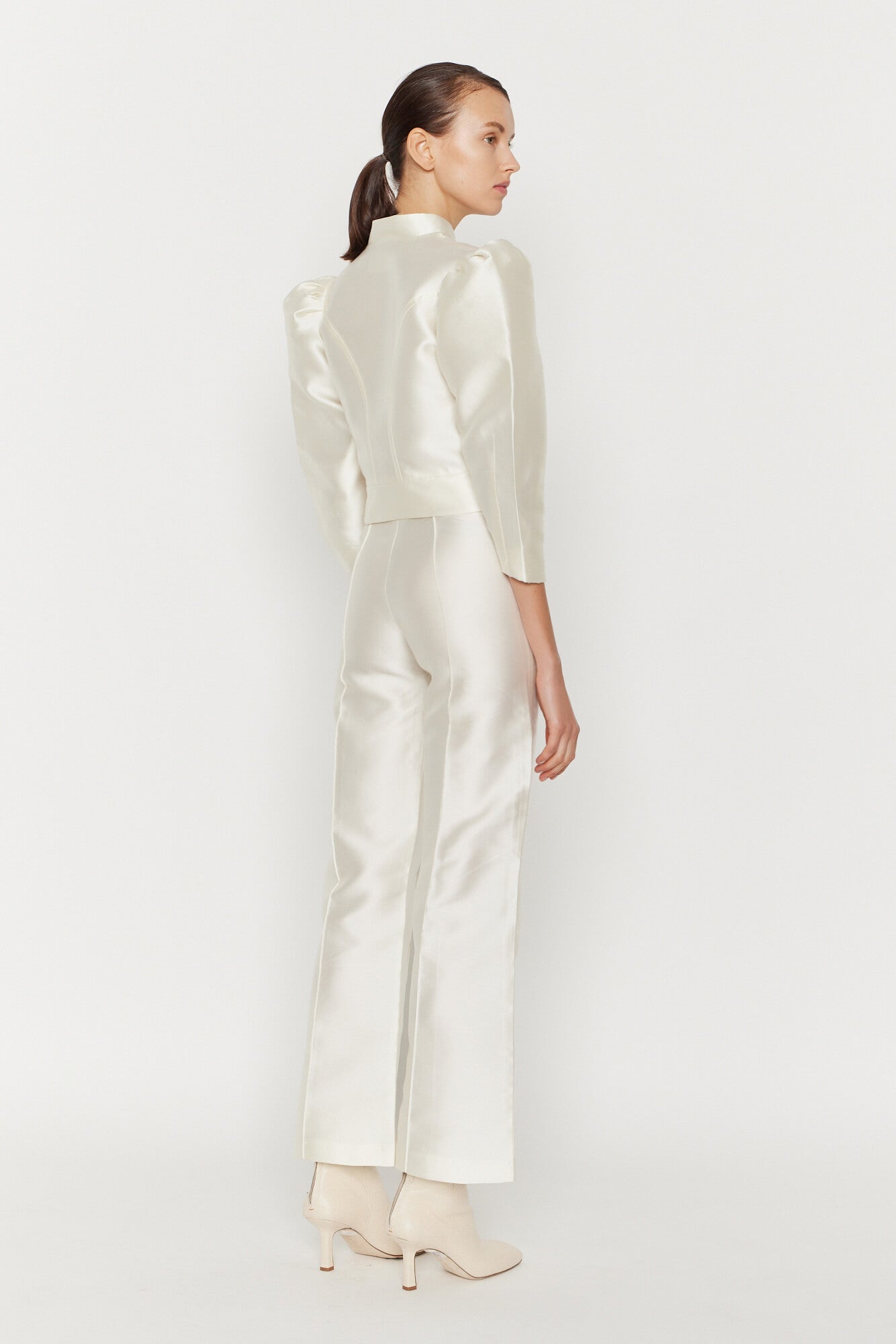 Destree Jacket WHITE Satin Puff Sleeve Jacket – DESTREE
