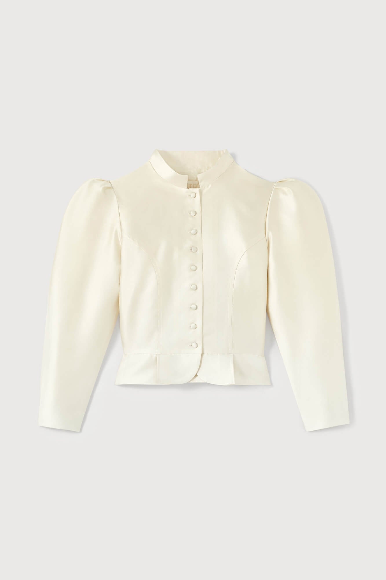 WHITE Satin Puff Sleeve Jacket