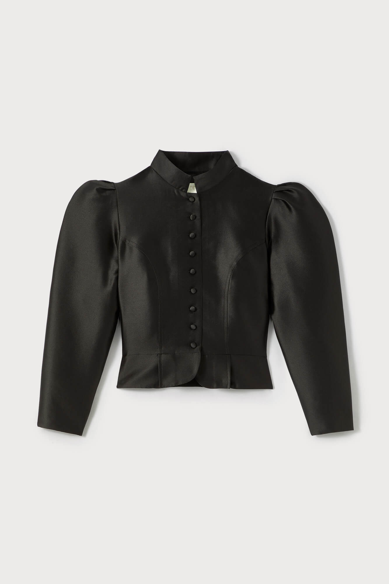 d'estrëe paris BLACK Satin Puff Sleeve Jacket