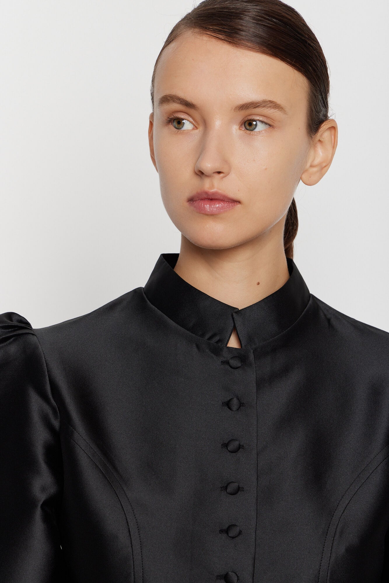 Destree Jacket BLACK Satin Puff Sleeve Jacket – DESTREE