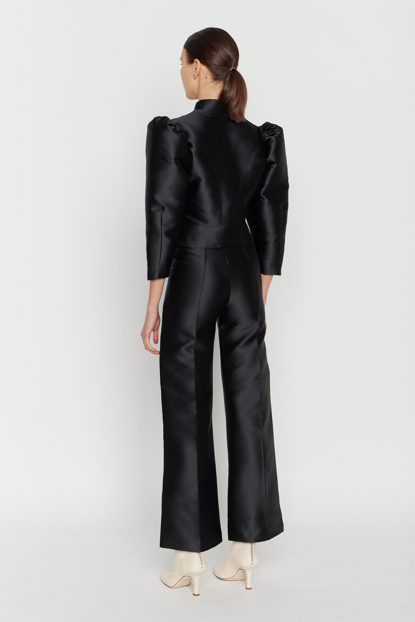 Destree Jacket BLACK Satin Puff Sleeve Jacket – DESTREE
