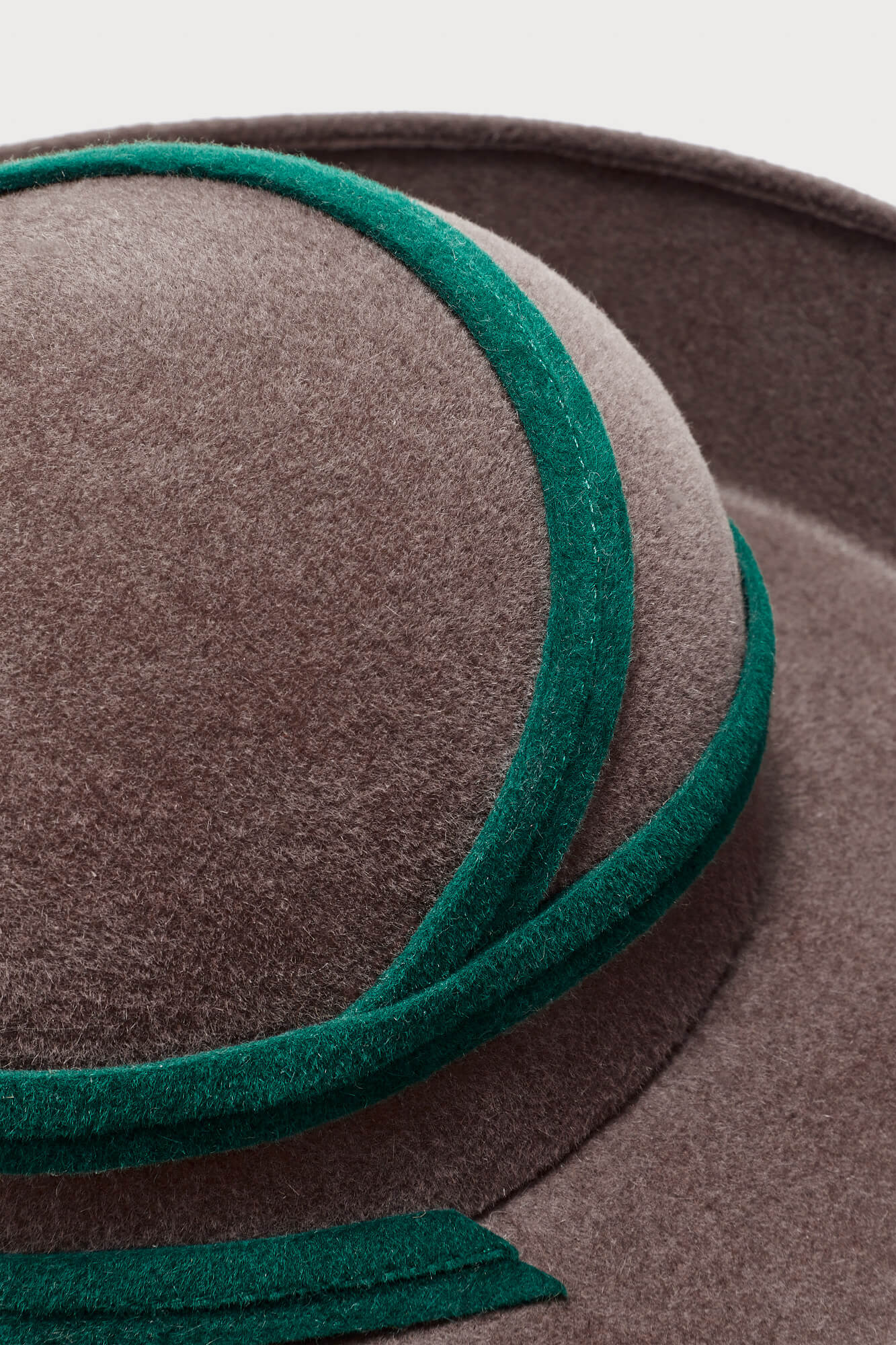 Dark Green & Beige Felt Hat with Wave Detail