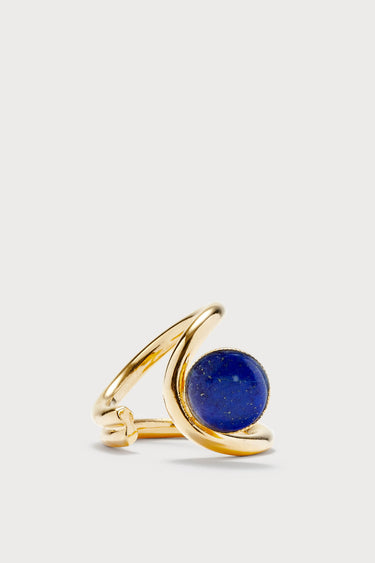 Louise Single sculptural ring — Gold and dark blue
