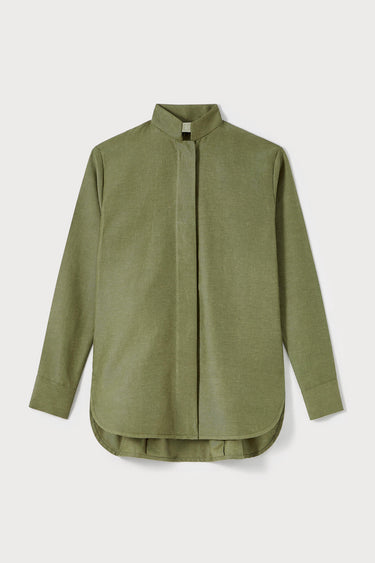 Structured blouse with high neck - Khaki