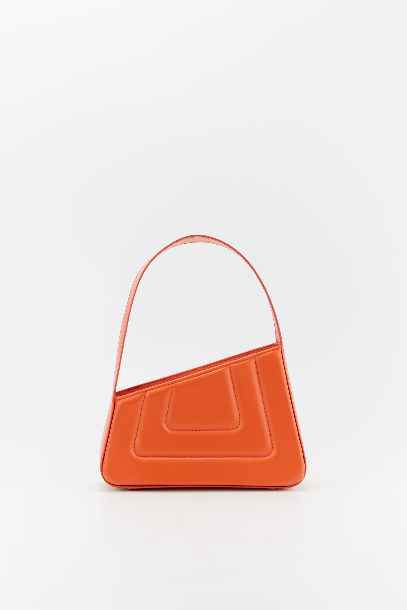 ORANGE Asymmetric Leather Quilted Mini Bag