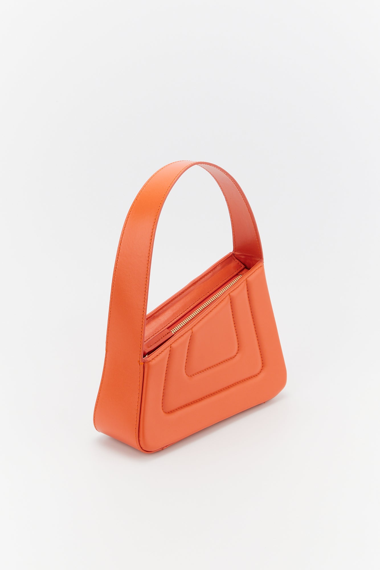 ORANGE Asymmetric Leather Quilted Mini Bag