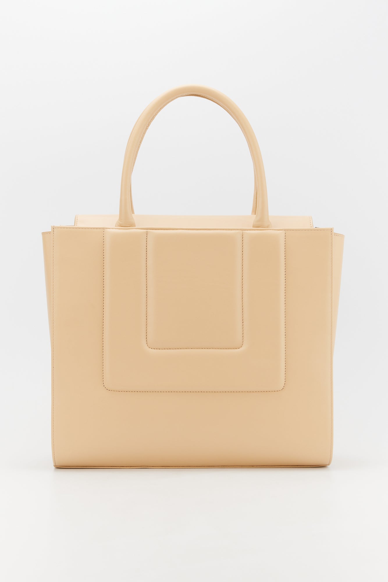 BEIGE Leather Structured Tote