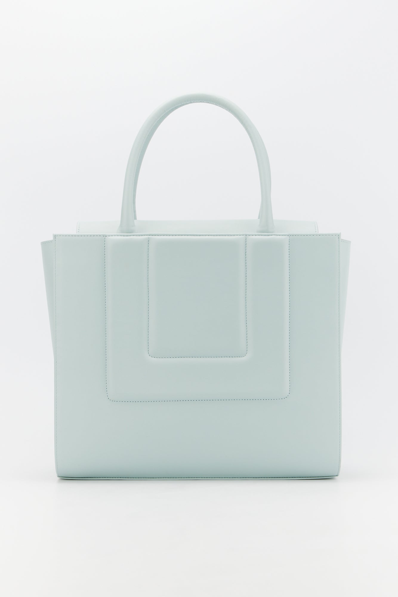 LIGHT BLUE Leather Structured Tote