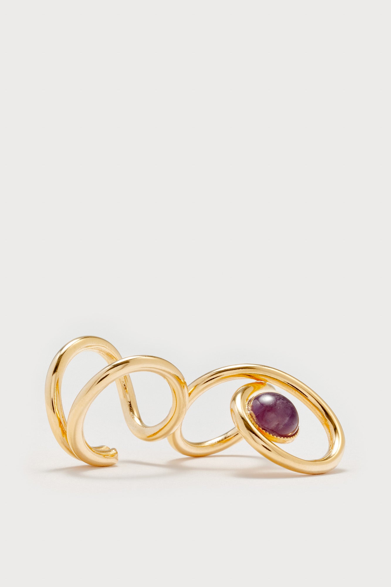 Gold Double Ring with Purple Stone