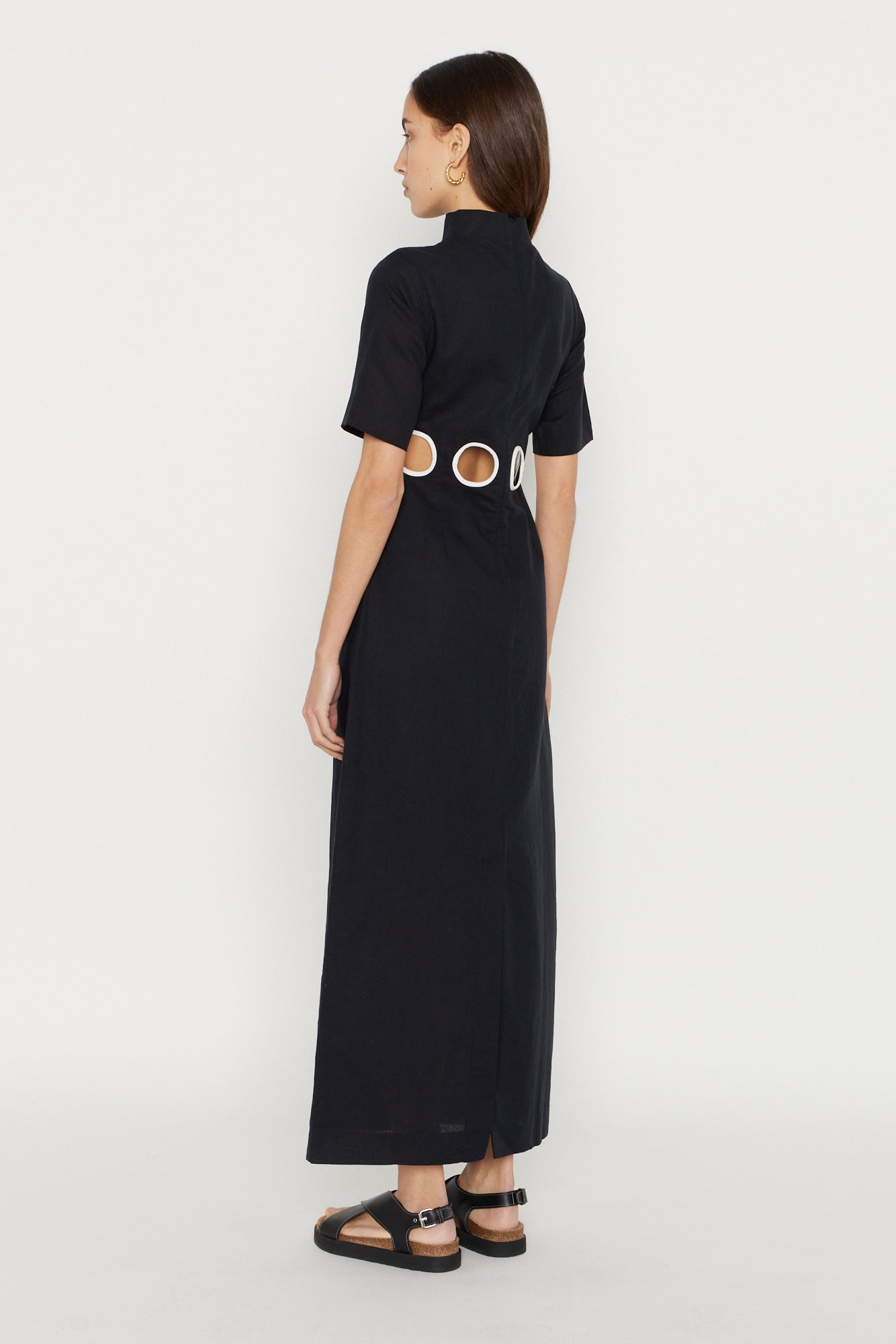 Black Maxi Dress with Circular Cutouts