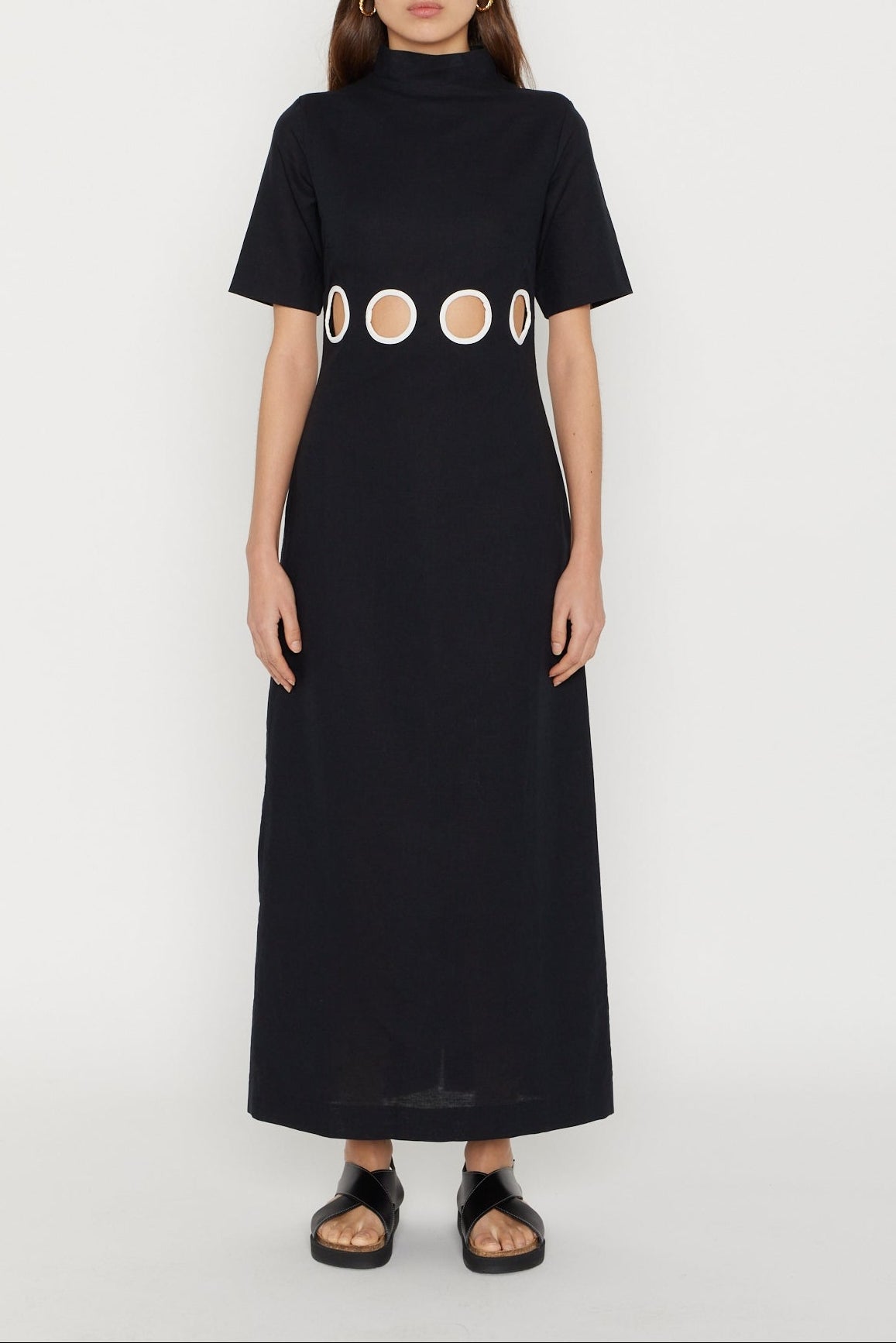 black dress with circle cut out Black off-the-shoulder dress with circle cut out layers , Available now