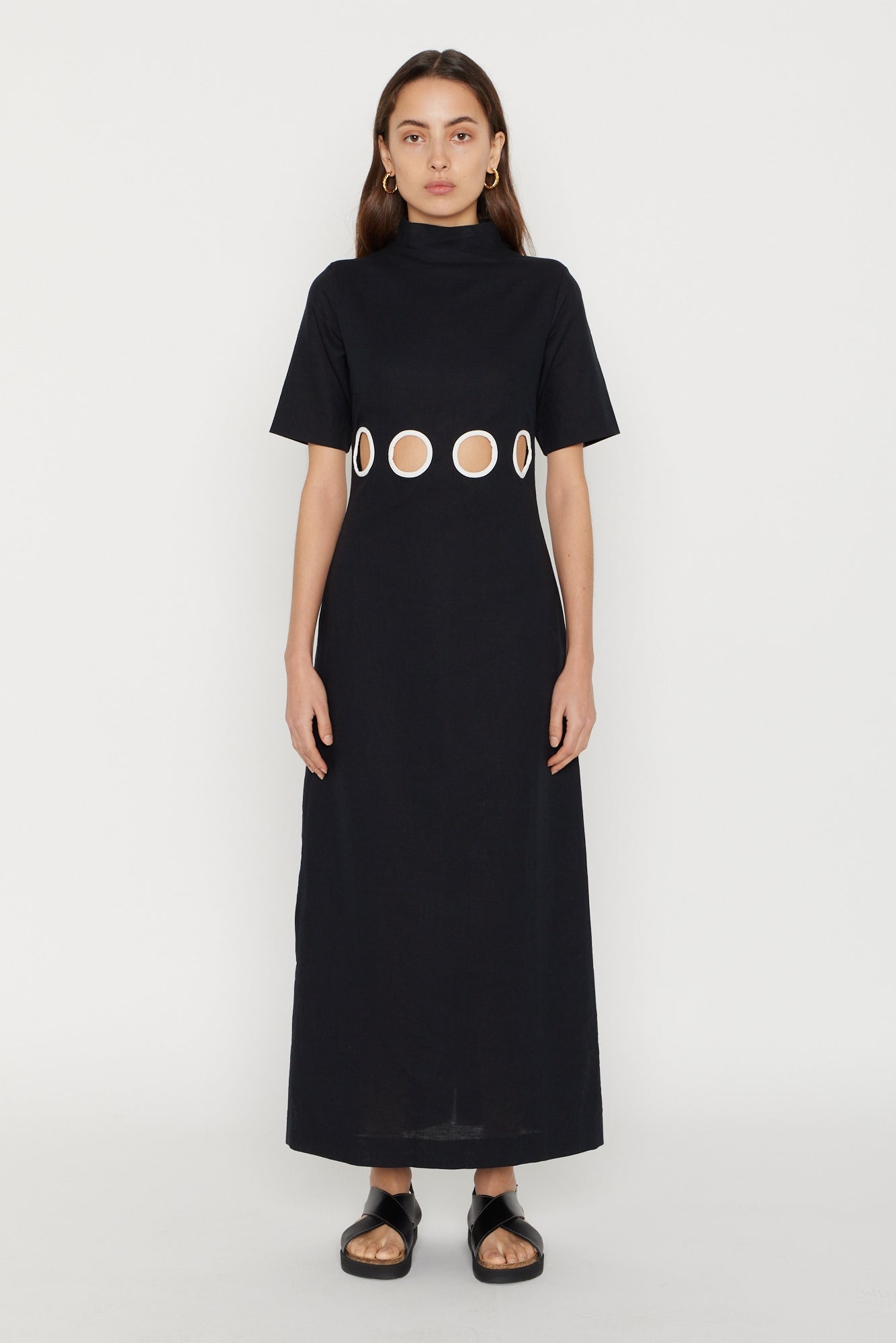Black Maxi Dress with Circular Cutouts