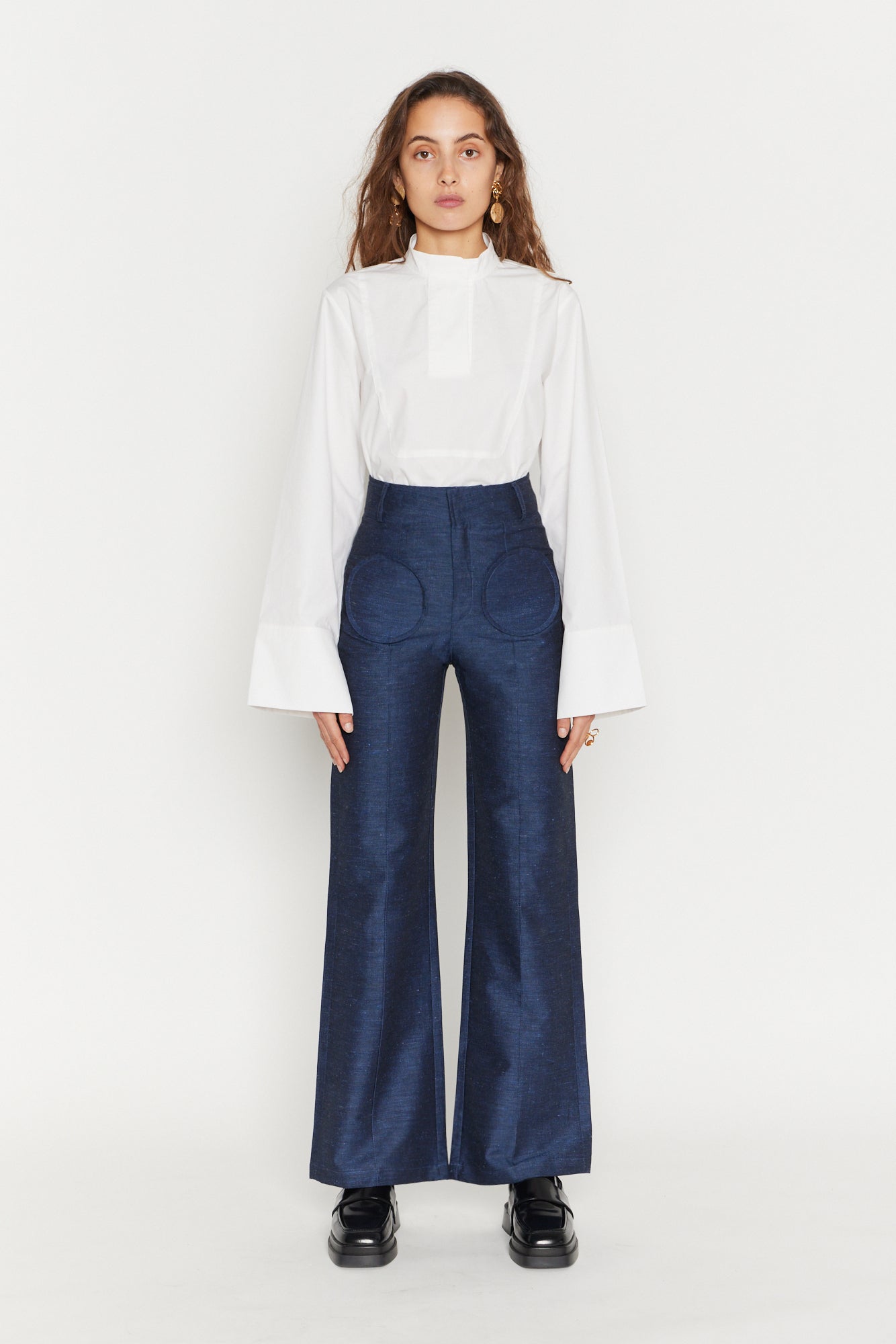 Navy Blue Flared Pants