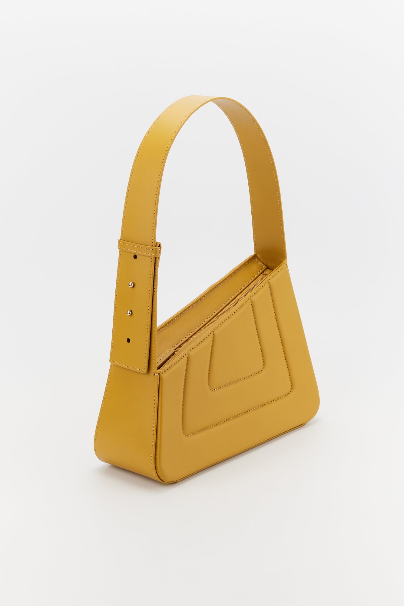 Mustard Asymmetric Leather Quilted Bag