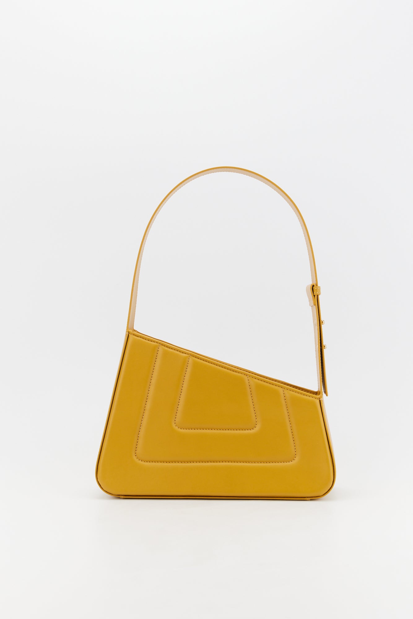Mustard Asymmetric Leather Quilted Bag