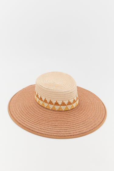 Bicolor straw hat - Beige & Orange