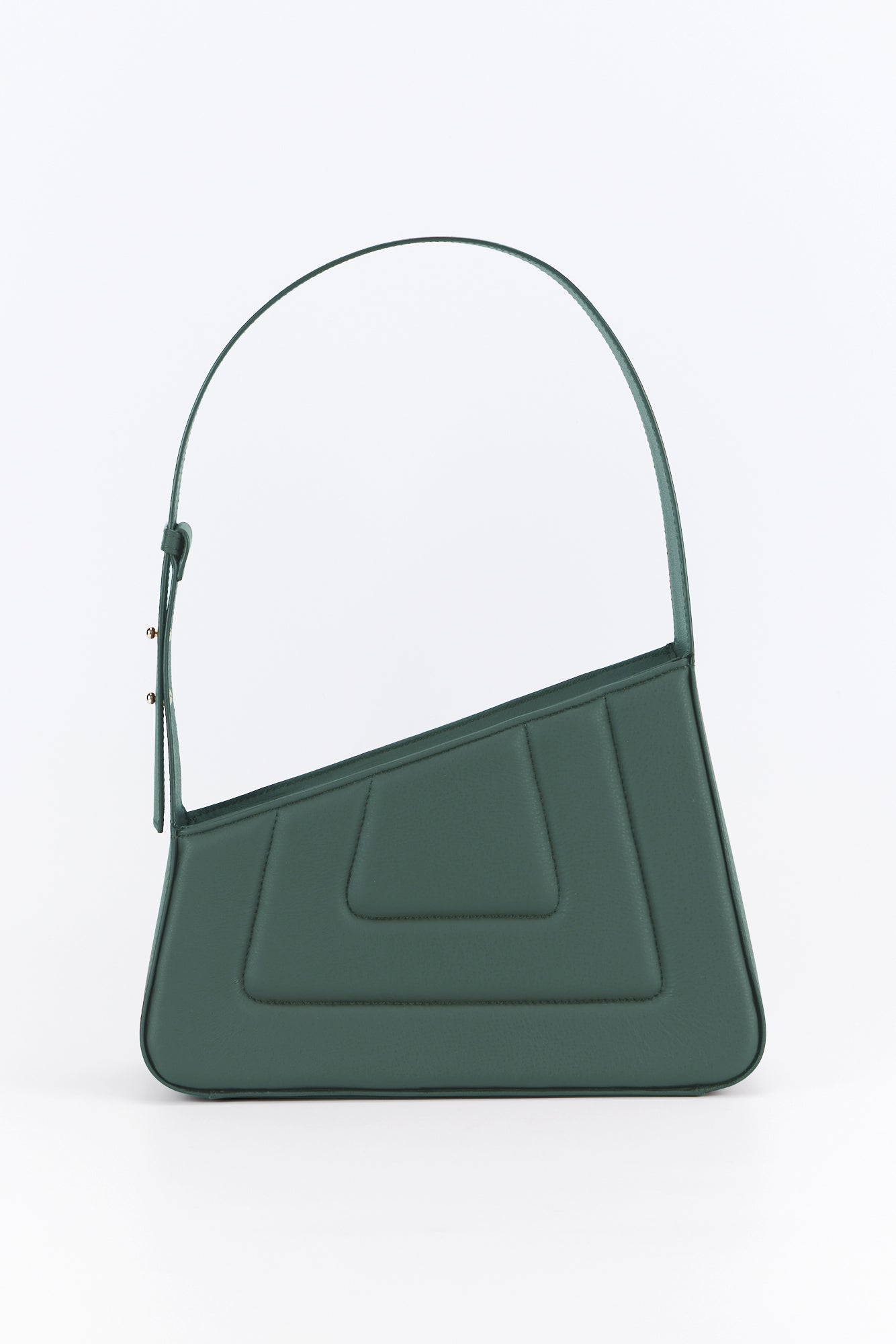 Forest Green Asymmetric Leather Quilted Bag