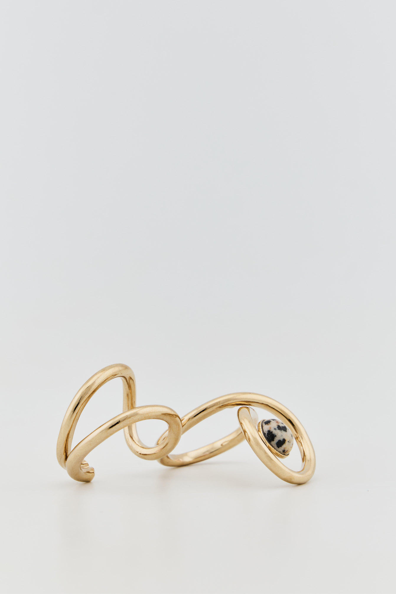 Gold Double Ring with Dalmatien Stone